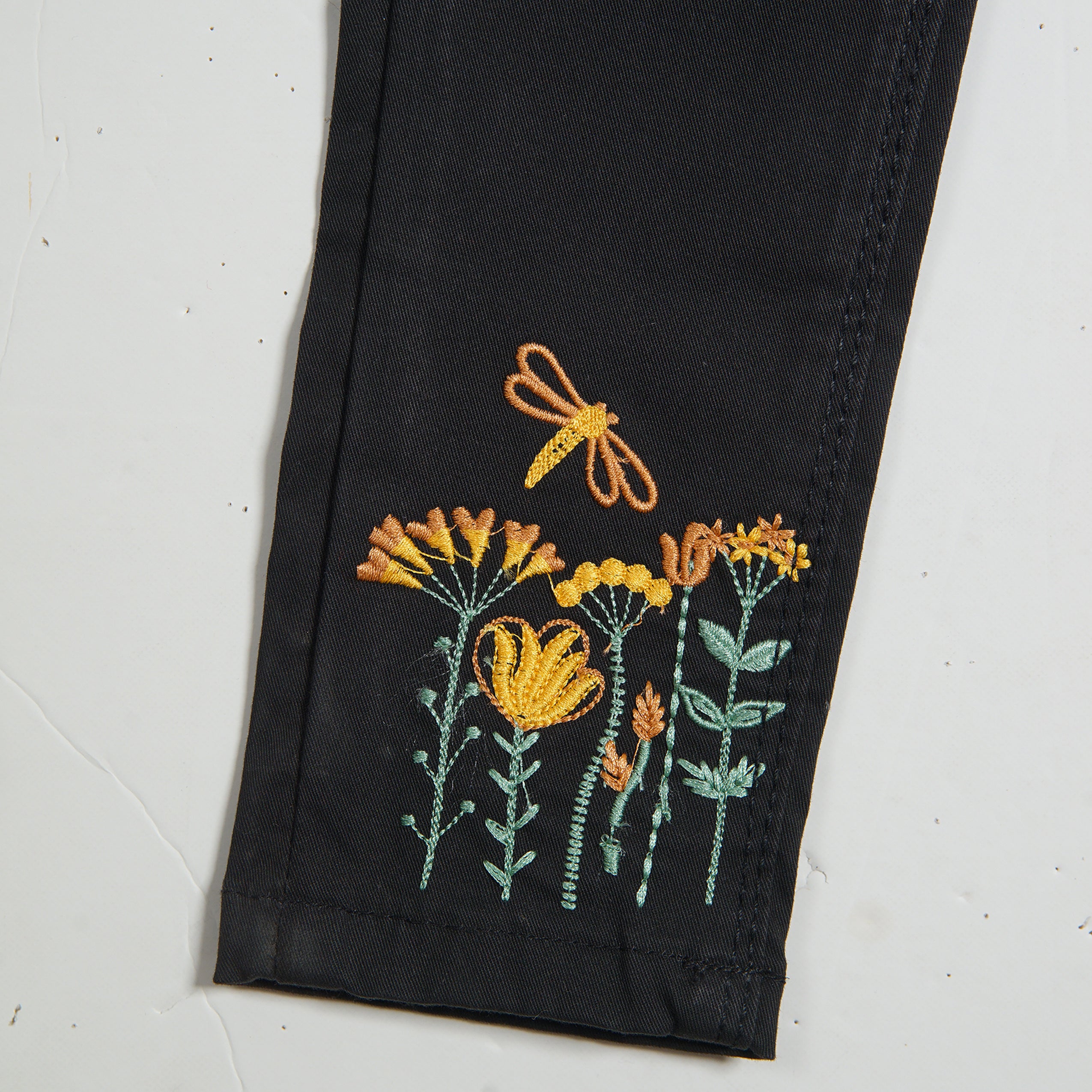 BLACK EMBROIDERED COTTON PANT