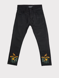 BLACK EMBROIDERED COTTON PANT