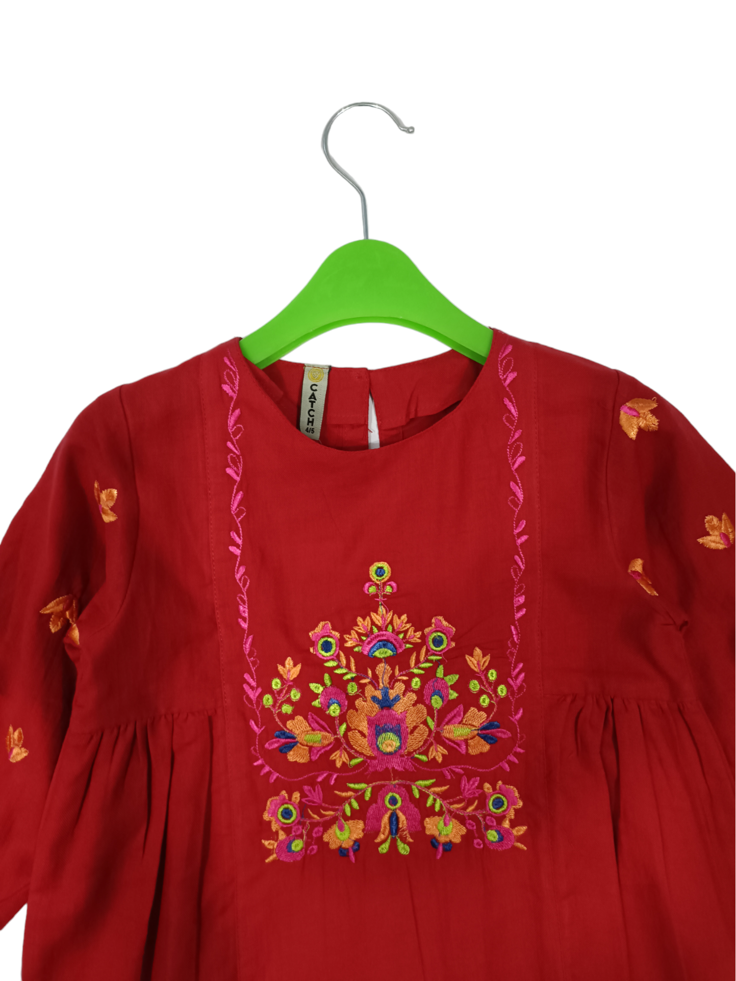RED EMBROIDERED KURTI