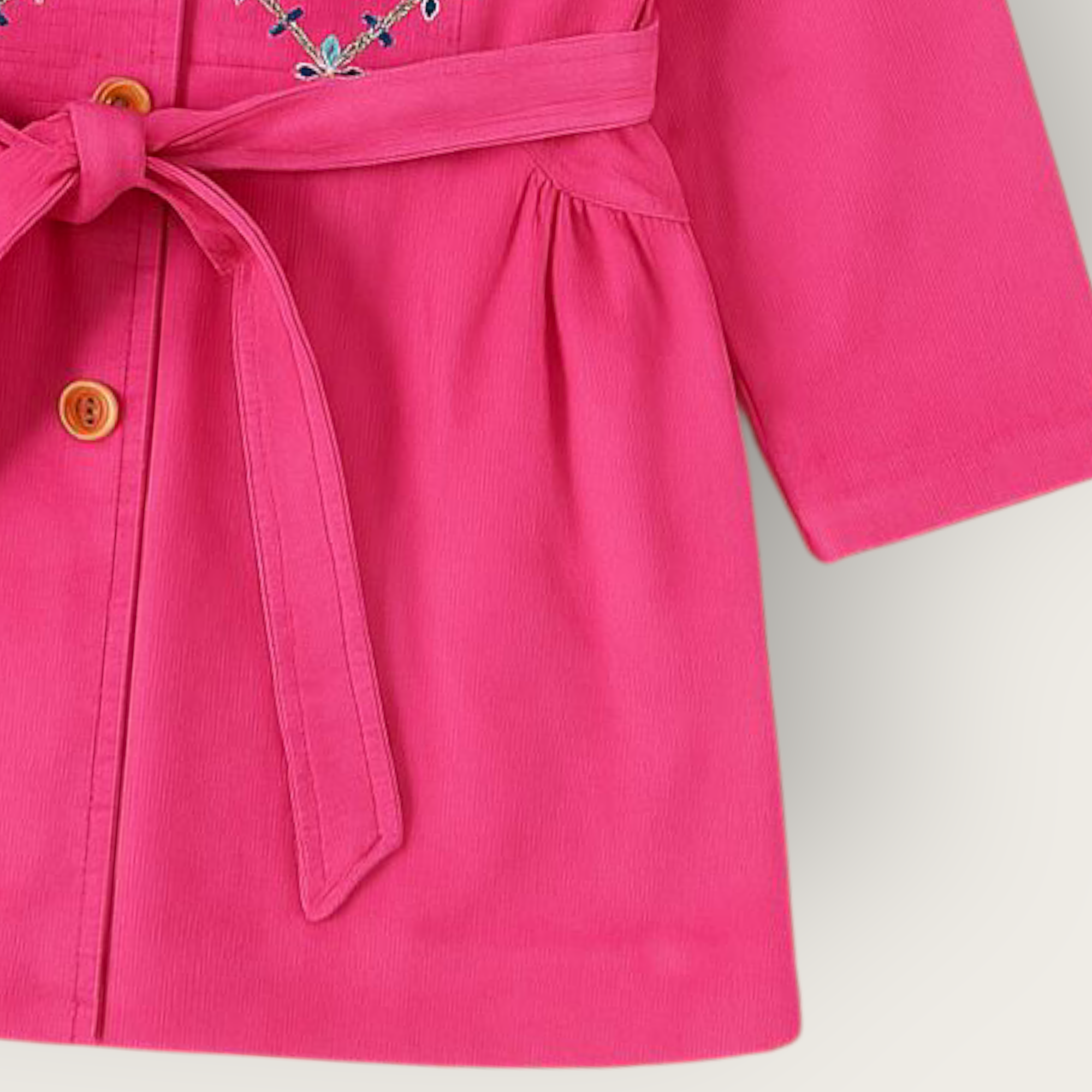 EMBROIDERED CORDUROY FUR COAT