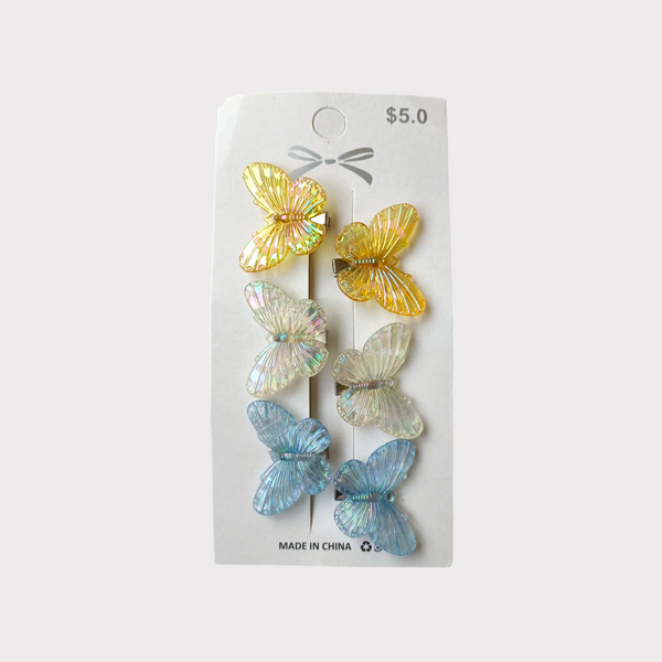 BUTTERFLY HAIR CLIPS (PACK OF 6)