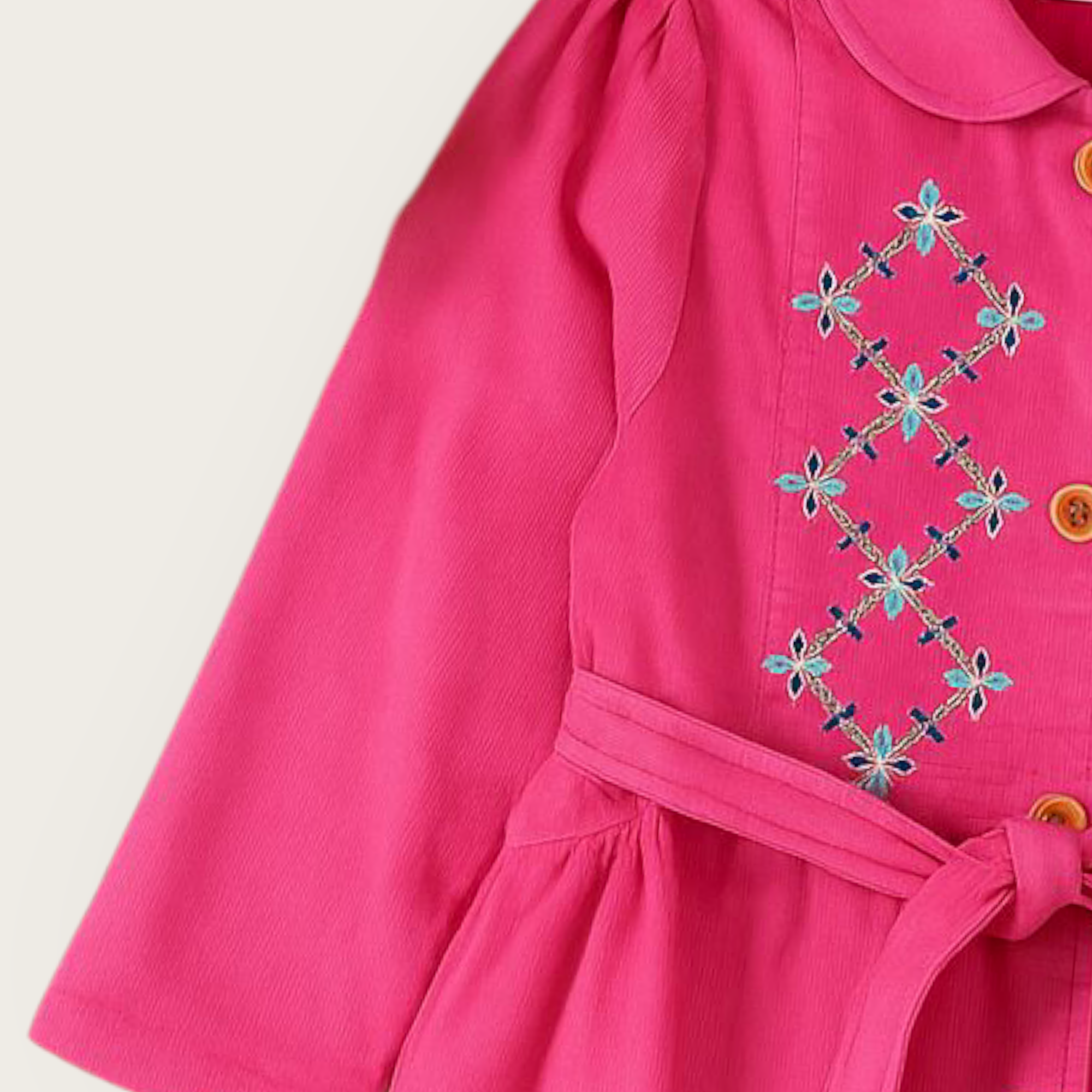 EMBROIDERED CORDUROY FUR COAT