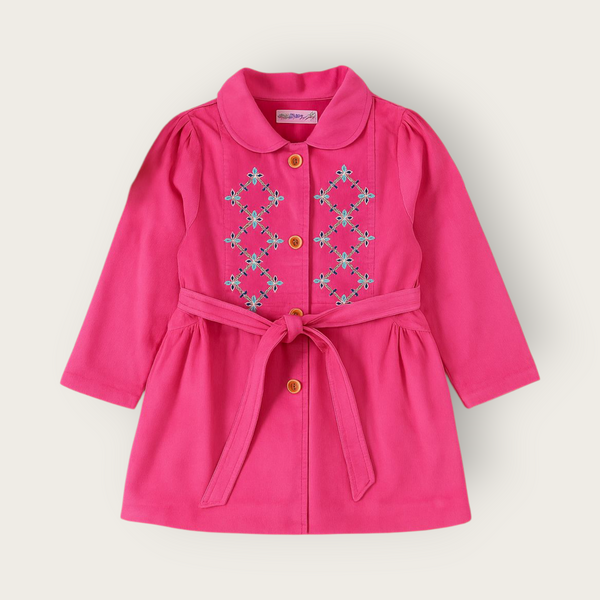 EMBROIDERED CORDUROY FUR COAT