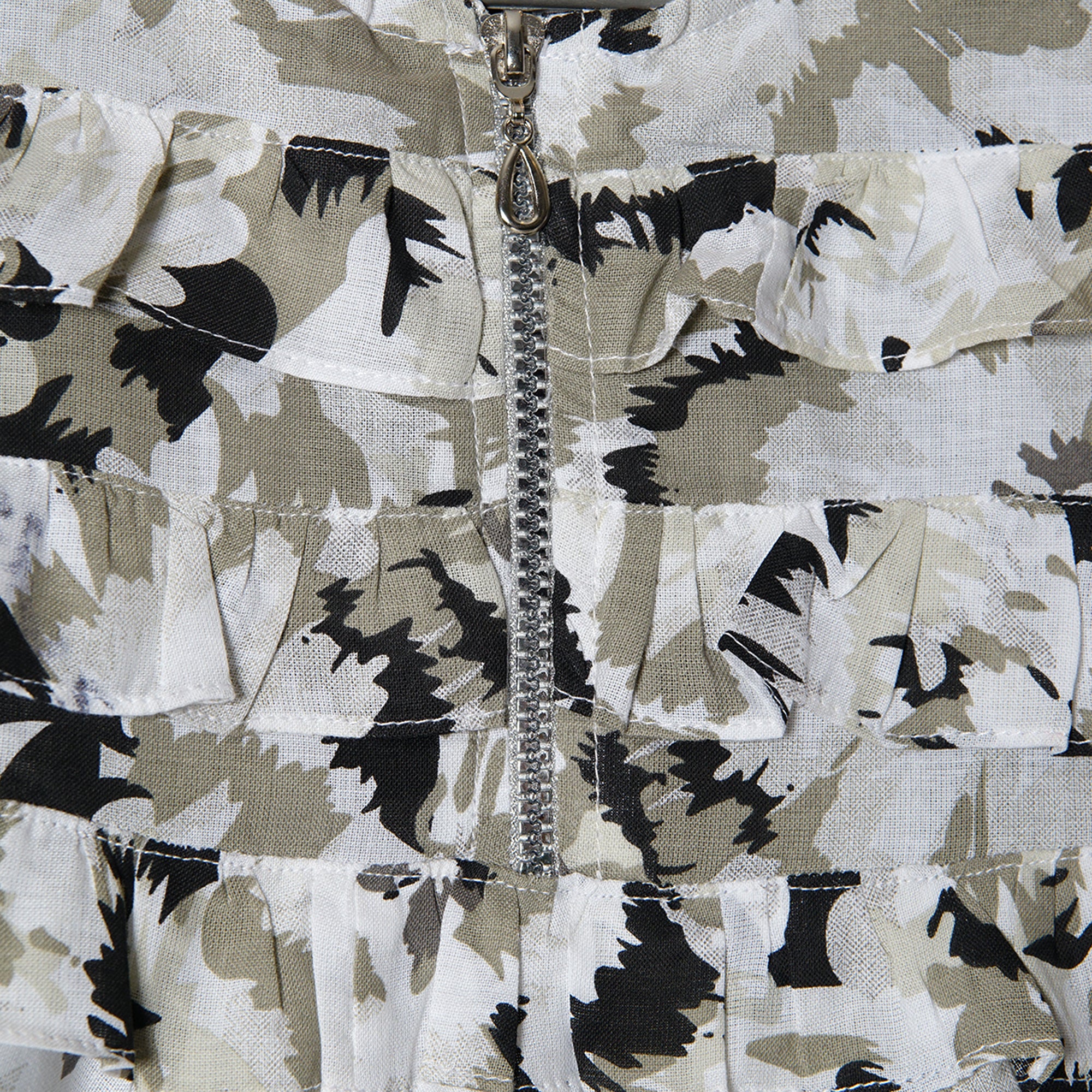 PRINTED RUFFLES ZIP KURTI