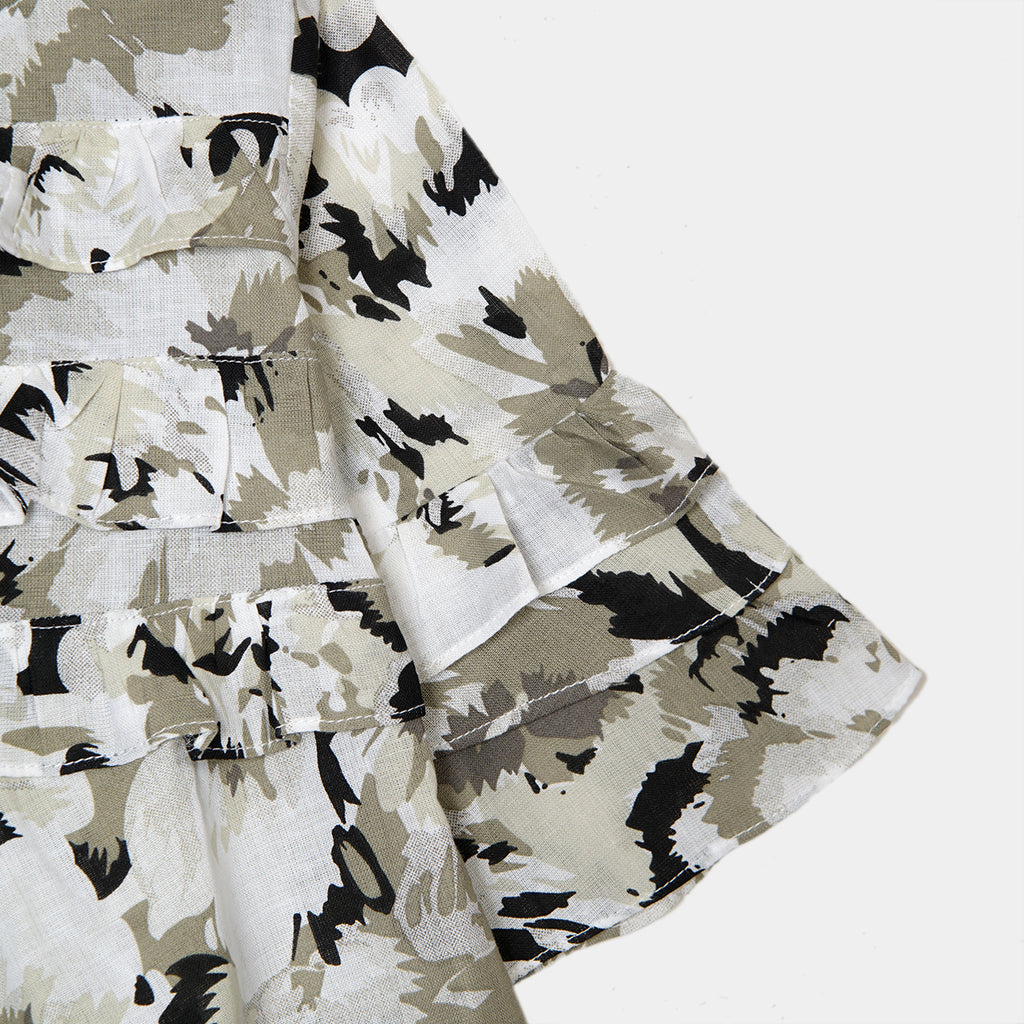 PRINTED RUFFLES ZIP KURTI