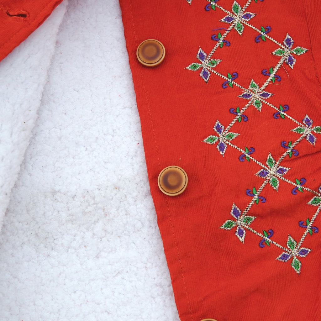 کڑھائی شدہ کورڈوری فر کوٹ