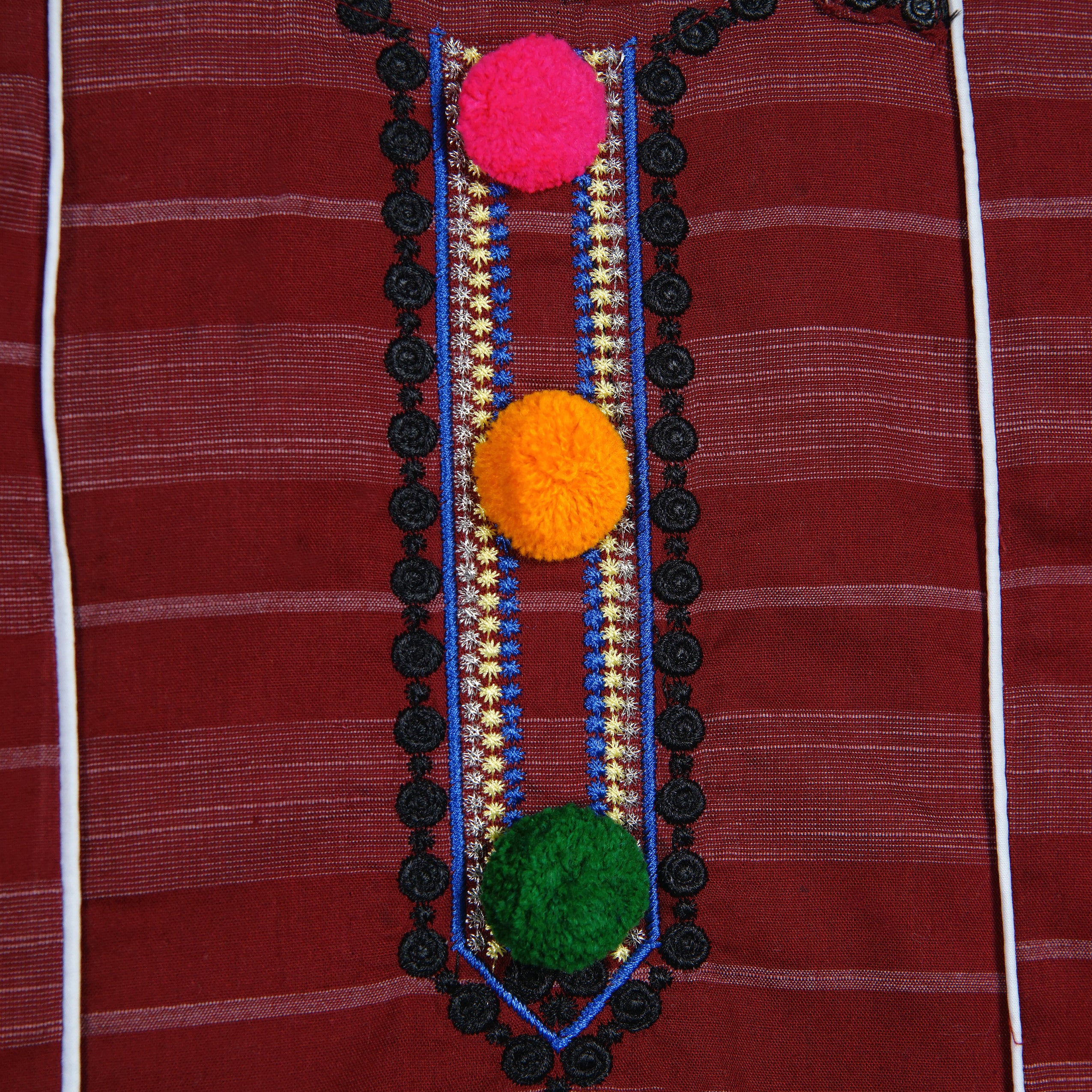 MAROON POM EMBROIDERED KURTI