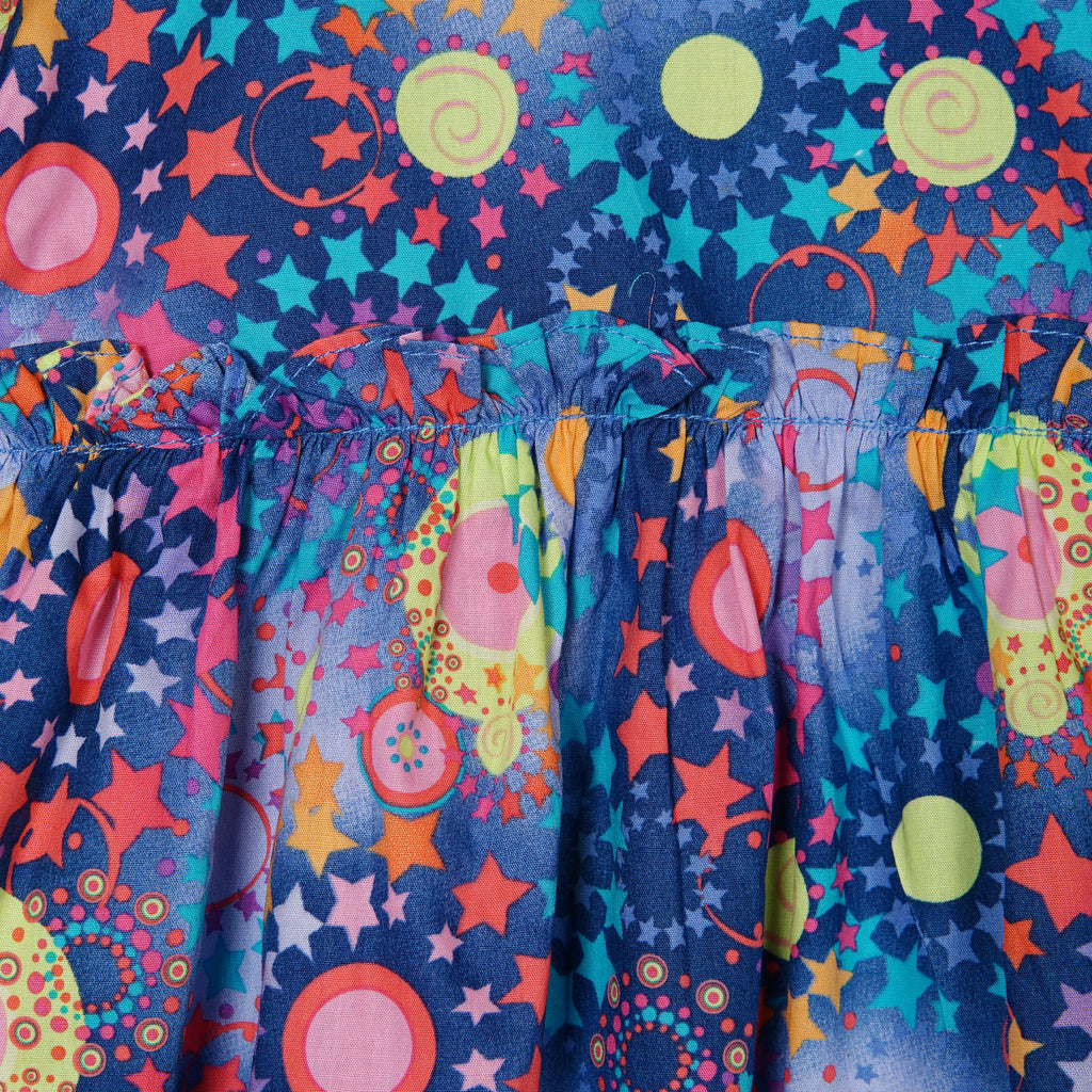 بلیو پرنٹ شدہ فرِل فراک