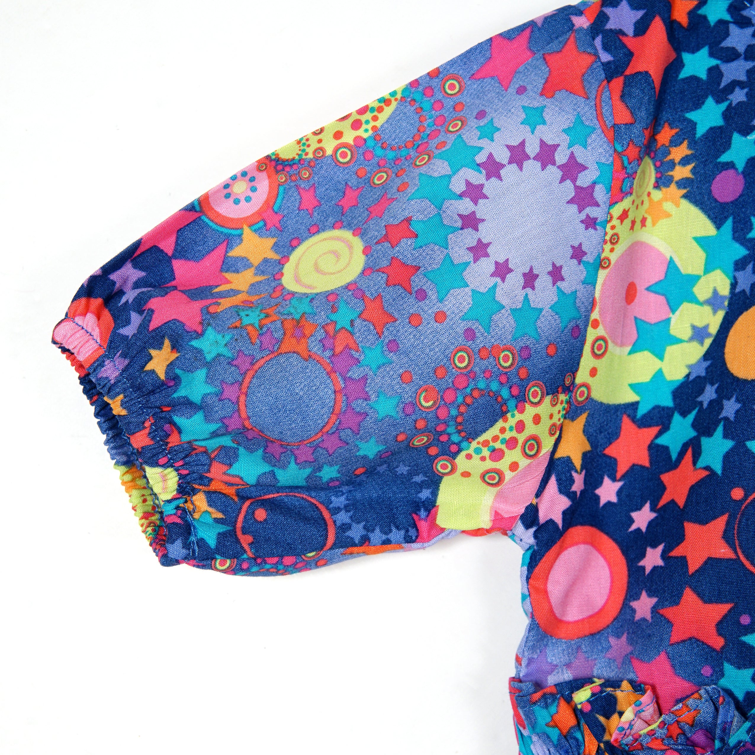 BLUE PRINTED FRILL FROCK