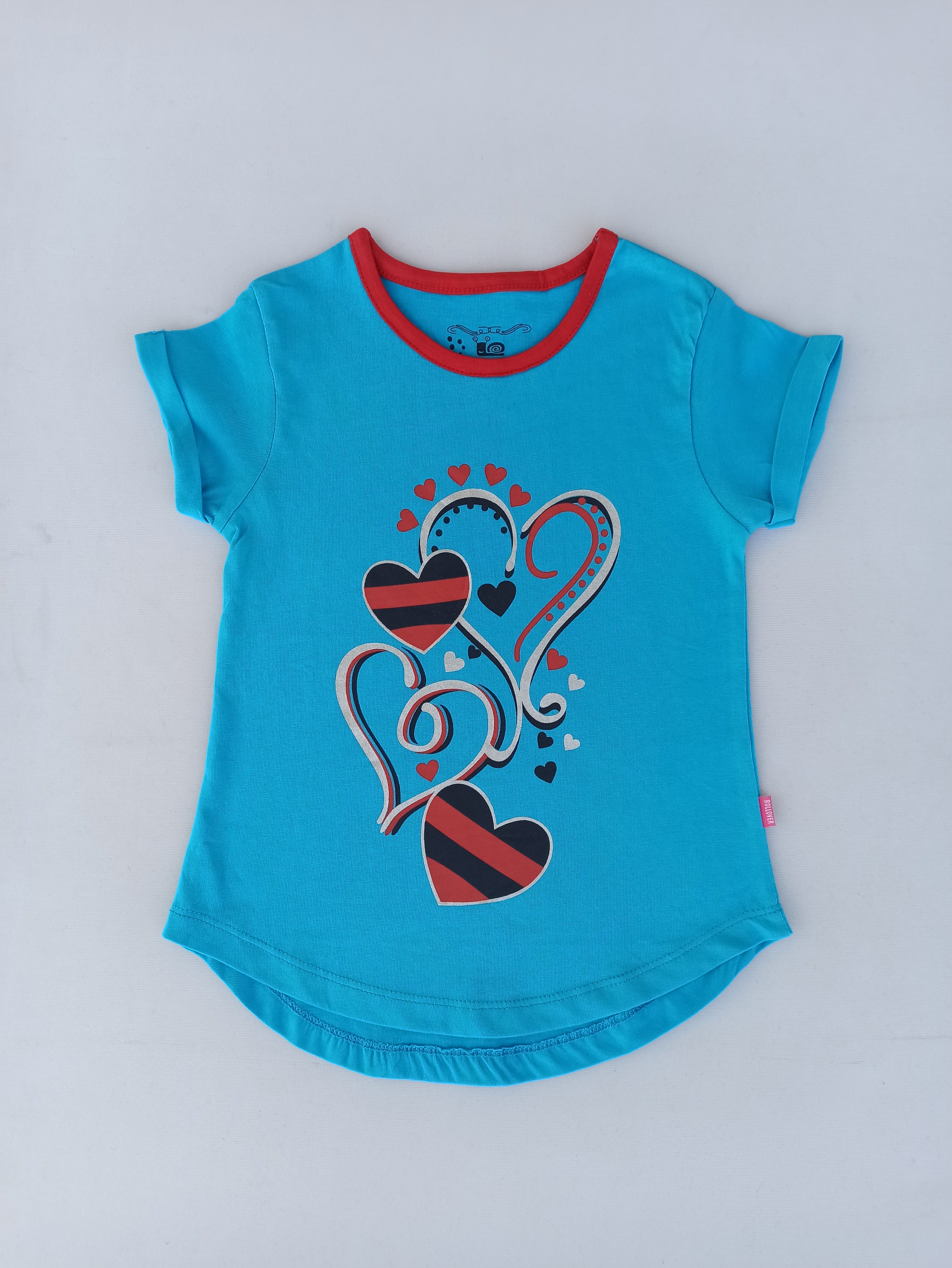 ROLLOVER GLITTER HEART GRAPHIC T-SHIRT