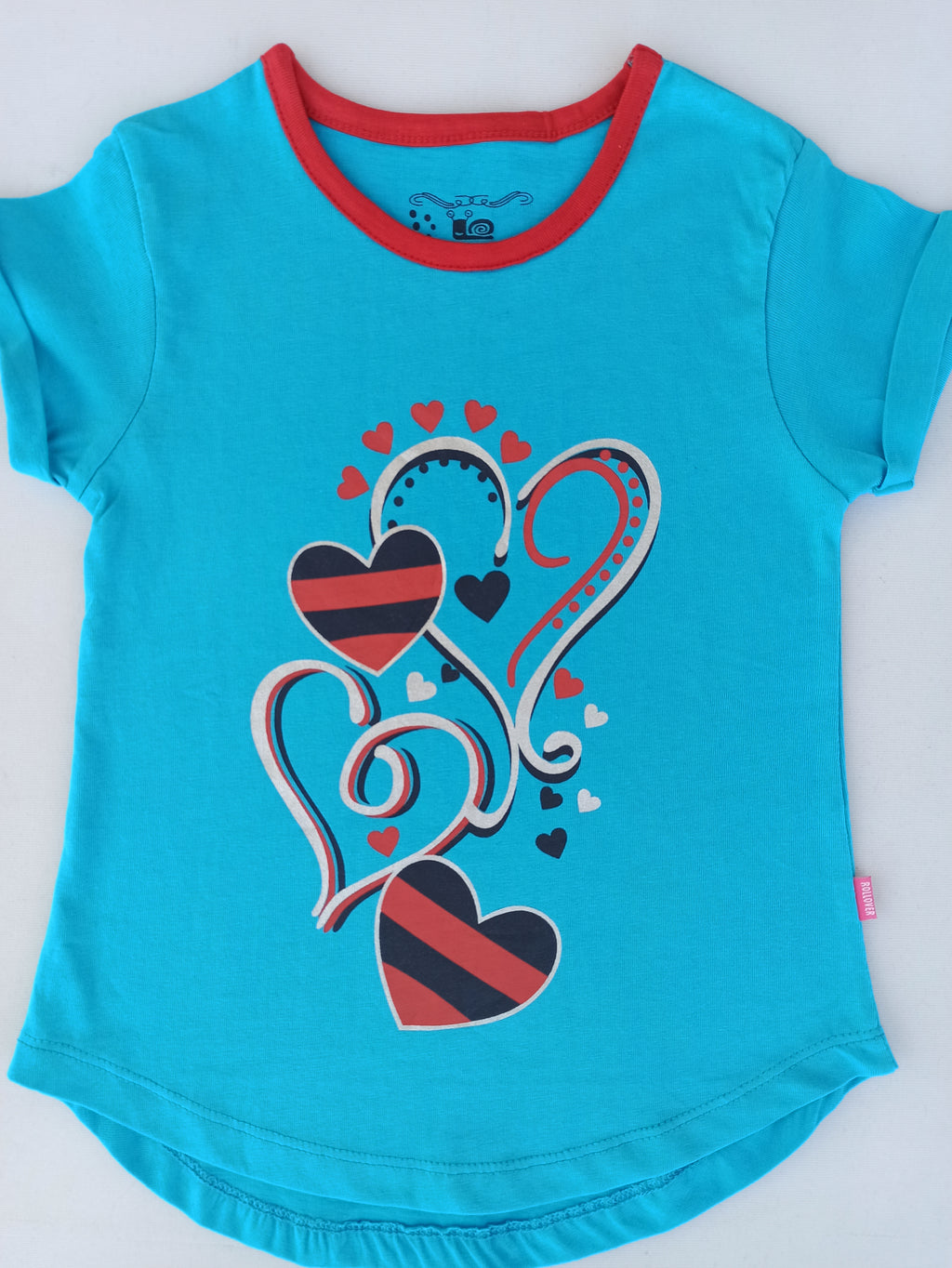 ROLLOVER GLITTER HEART GRAPHIC T-SHIRT