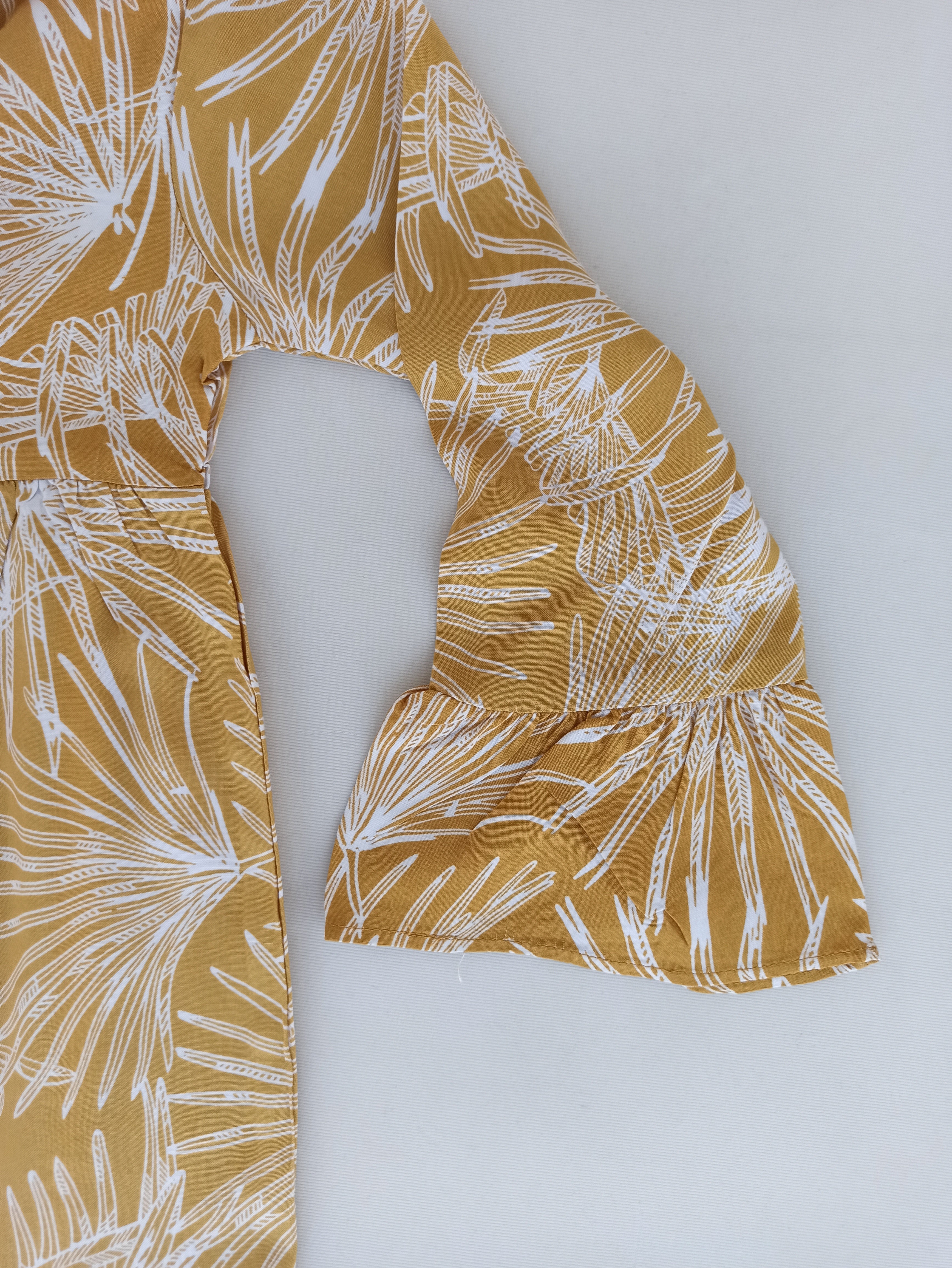 ORANGE MUSTARD PRINTED UMBRELLA FROCK