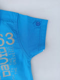 ORANGE SHINNING GRAPHIC ELECTRIC BLUE CASUAL SHIRT