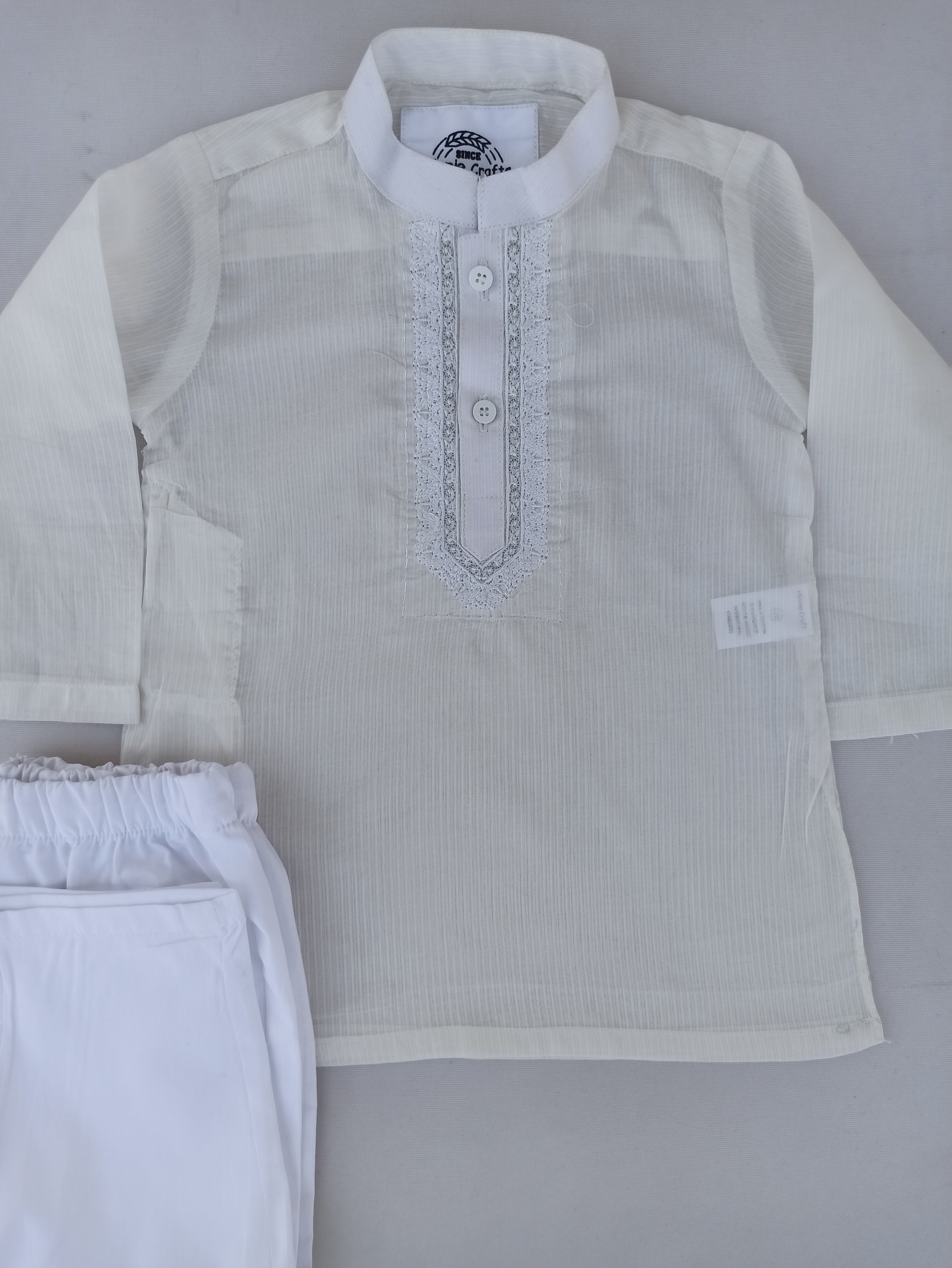 MINNIE CRAFT WHITE EMBROIDERED KURTA & TROUSER