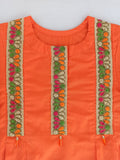 BRIGHT ORANGE EMBROIDERED FROCK