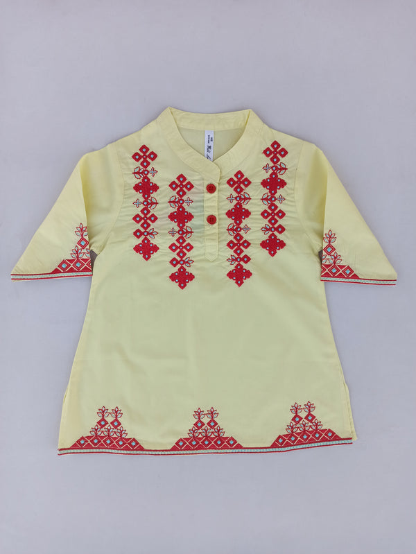 WELL LOOK YELLOW EMBROIDERED KURTI