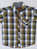 WHITE & OLIVE GREEN CHECKED CASUAL SHIRT WITH POCKET