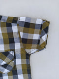 WHITE & OLIVE GREEN CHECKED CASUAL SHIRT WITH POCKET