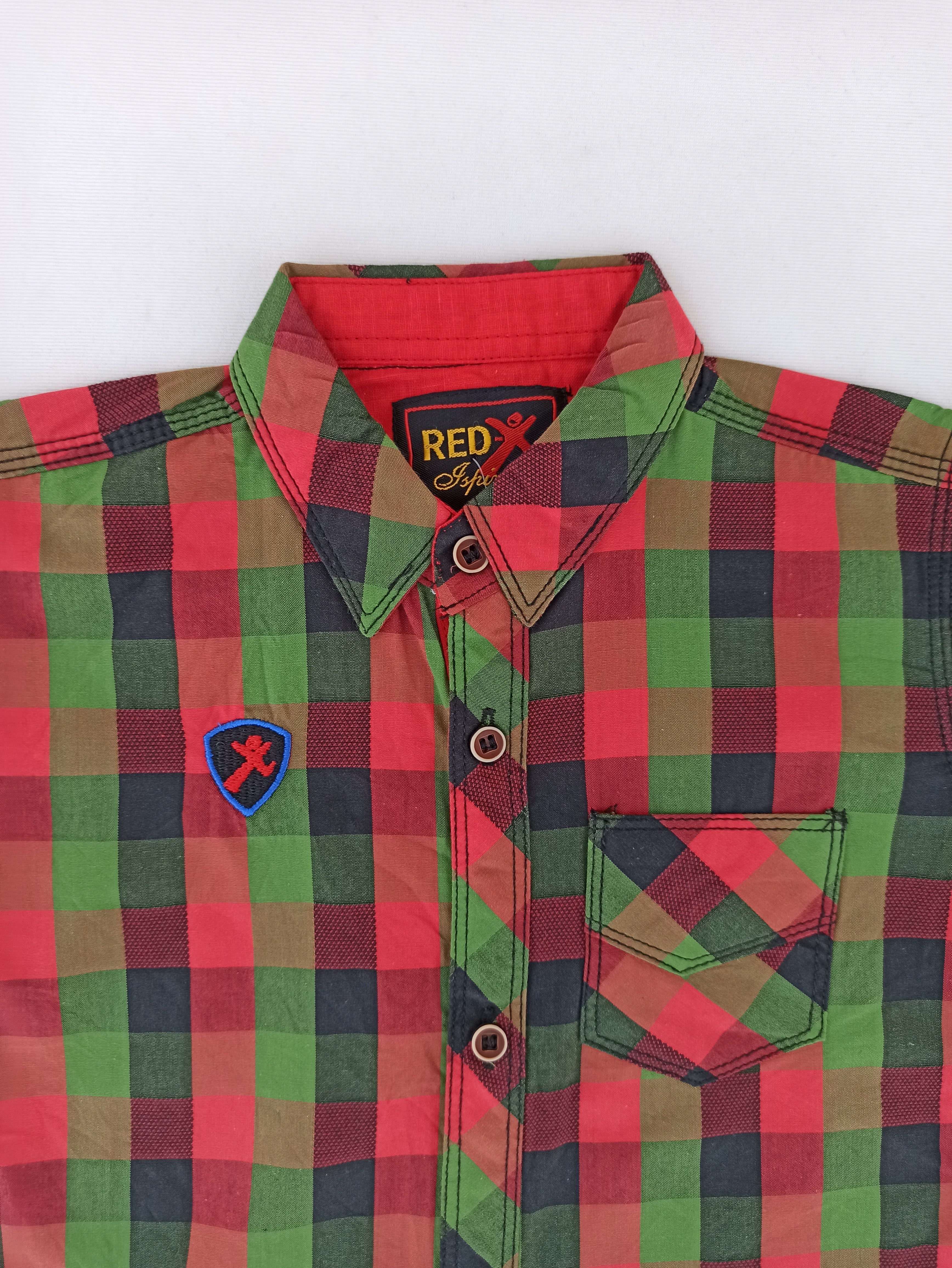RED & GREEN CHECKED CASUAL SHIRT WITH POCKET