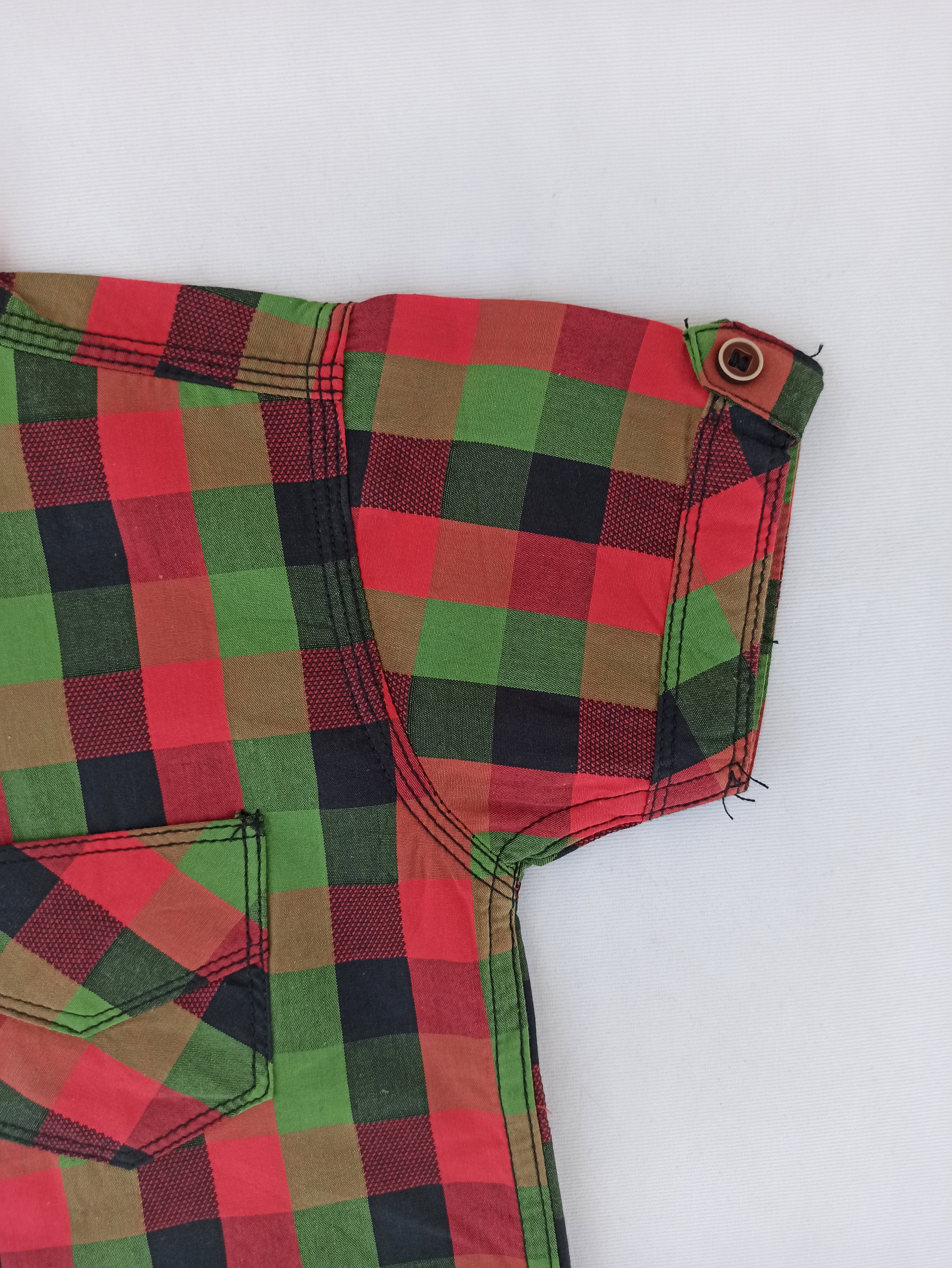 RED & GREEN CHECKED CASUAL SHIRT WITH POCKET