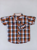 WHITE & BROWN CHECKED CASUAL SHIRT WITH POCKET