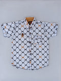 WHITE PRINTED CASUAL SHIRT WITH POCKET
