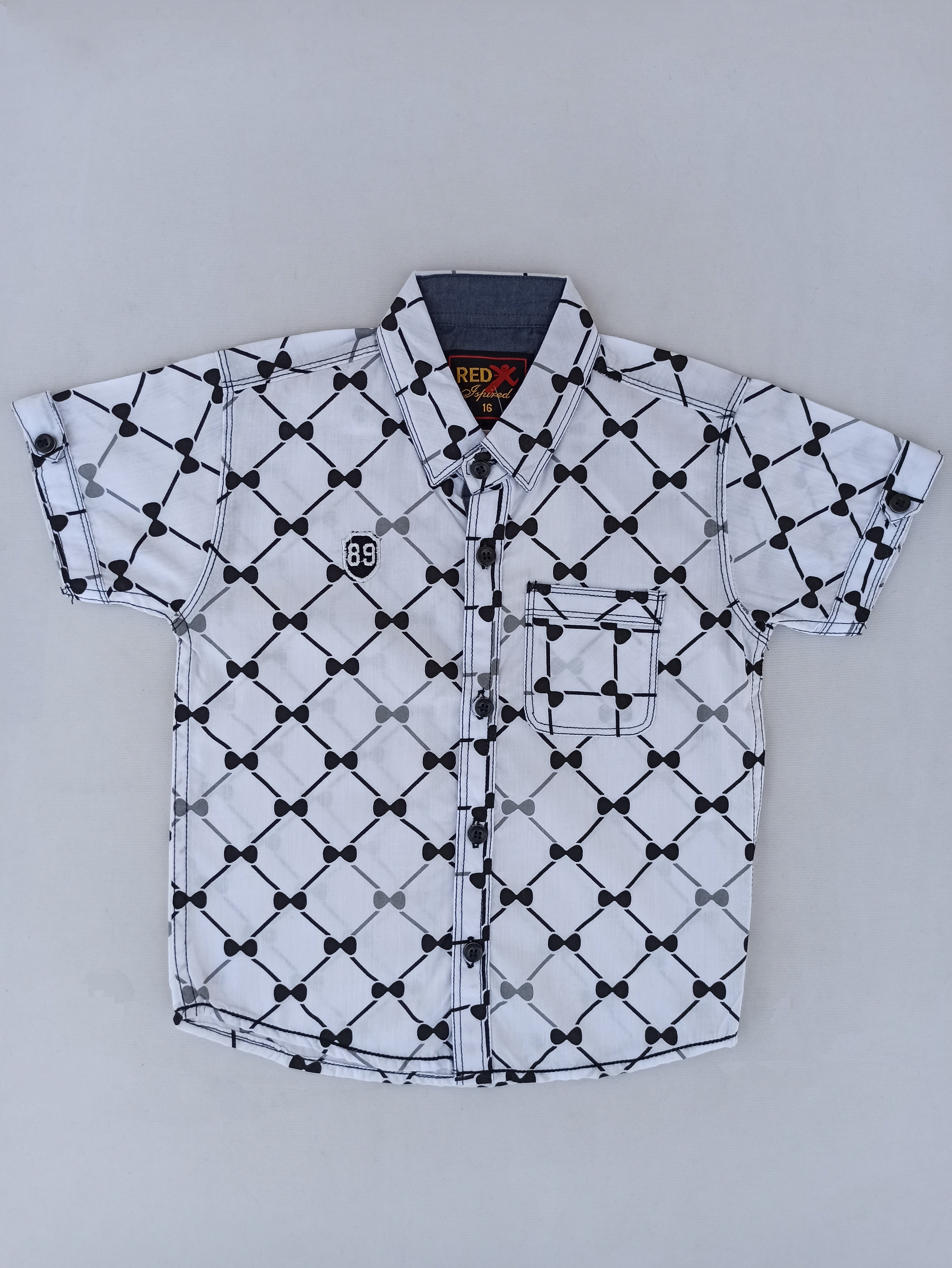 WHITE PRINTED CASUAL SHIRT WITH POCKET