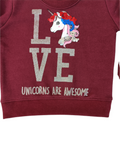 MAROON GLITTER UNICORN SEQUINS GRAPHIC SWEATSHIRT