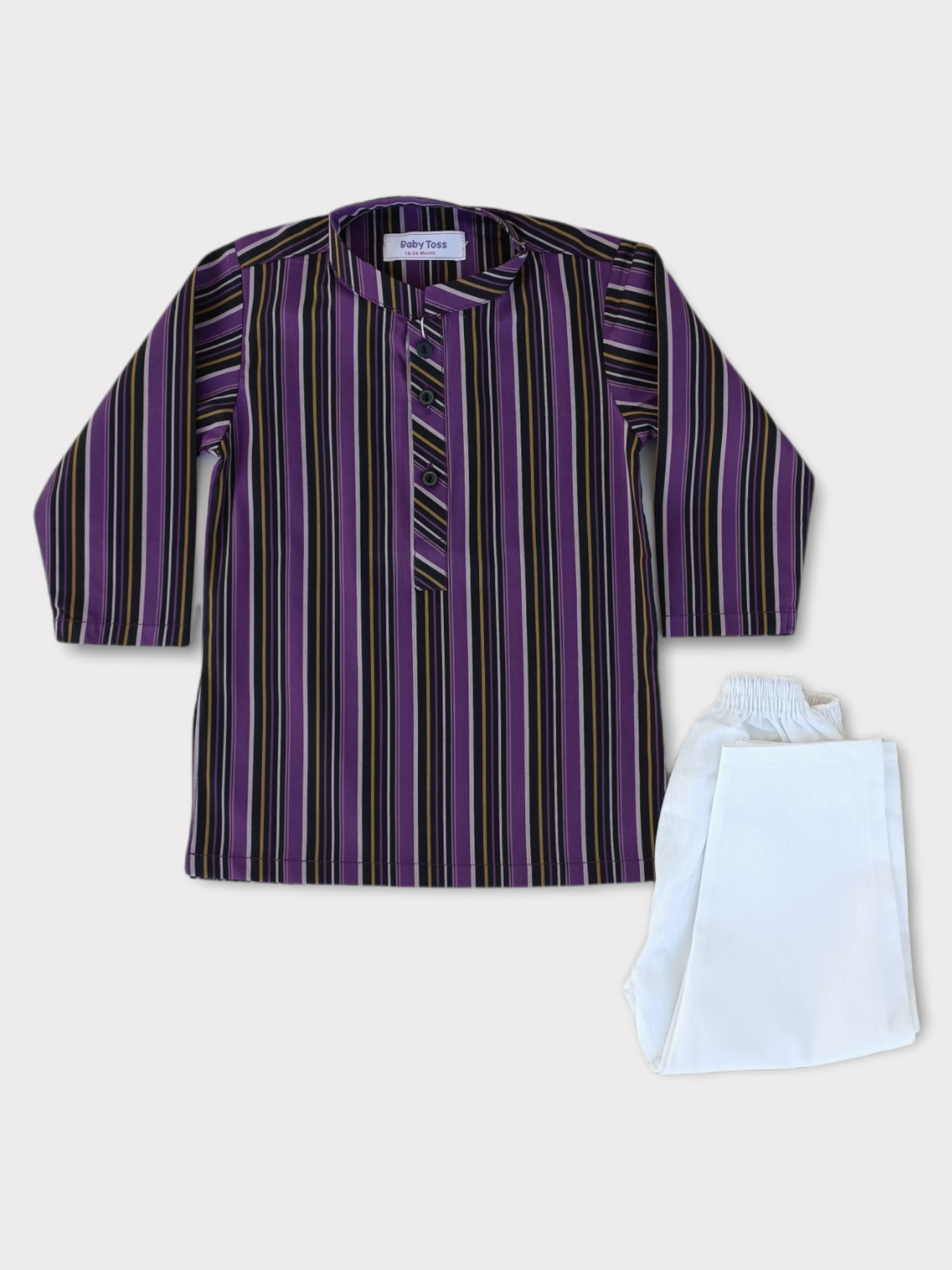 BABY TOSS MULTI STRIPED PURPLE KURTA & SHALWAR