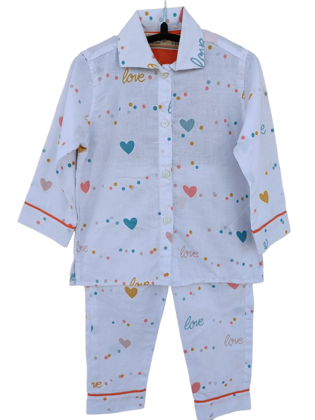 ORANGE HEARTS PRINTED NIGHT SUIT