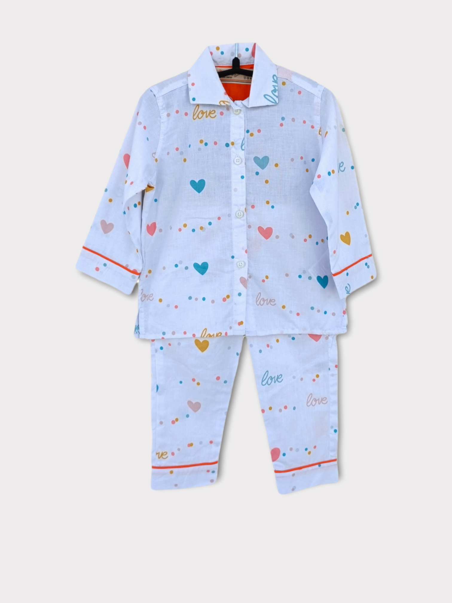 ORANGE HEARTS PRINTED NIGHT SUIT