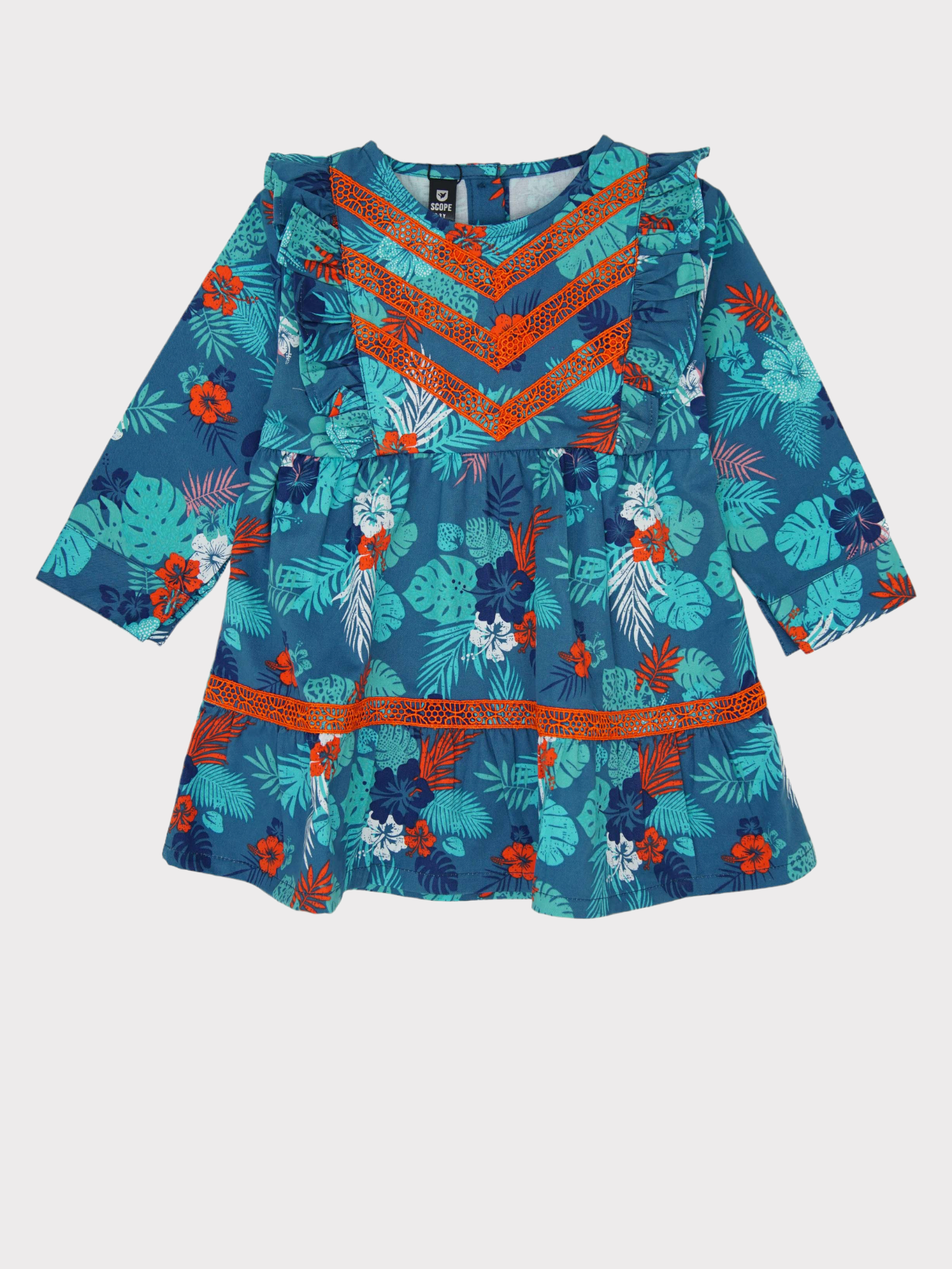 PRINTED RUFFLE DRESS TOP