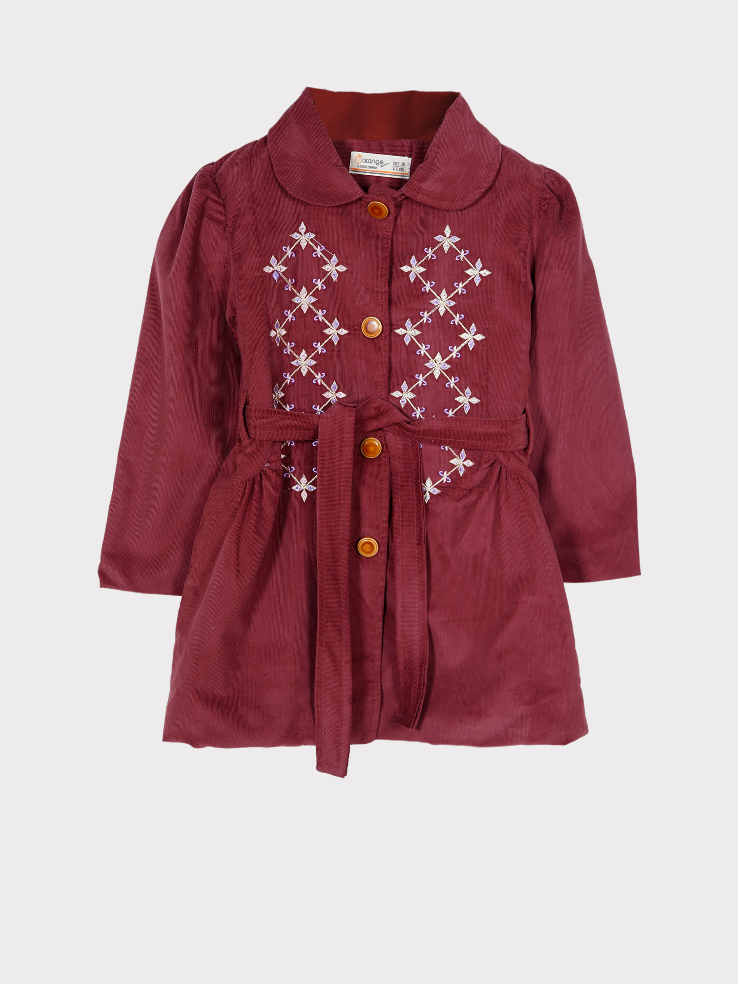 EMBROIDERED CORDUROY FUR COAT