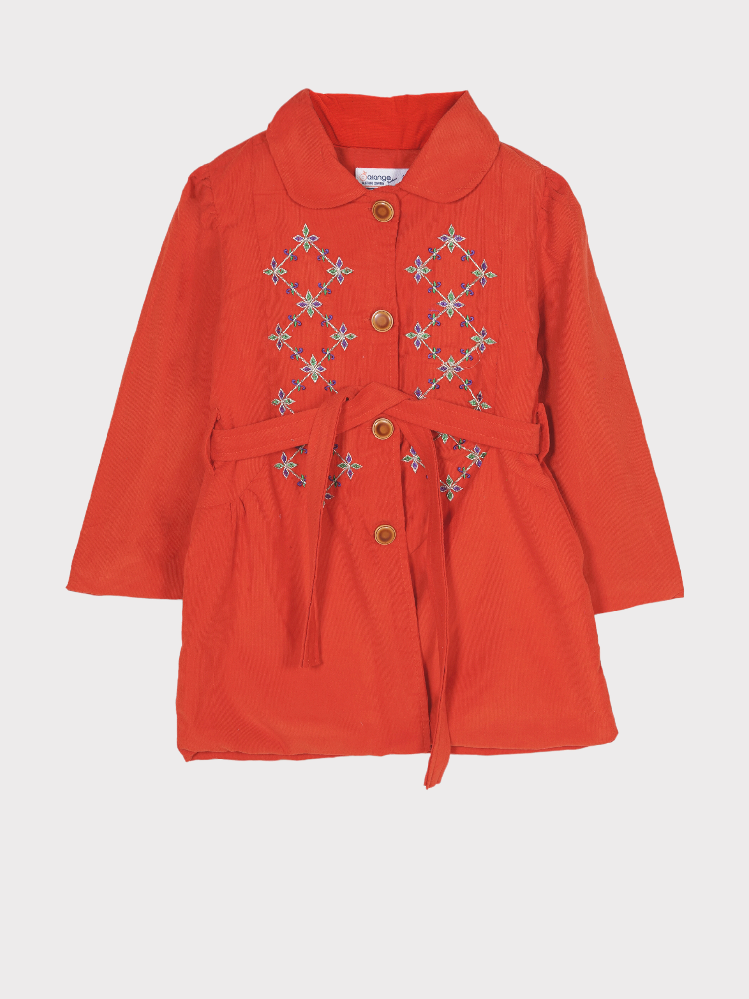 EMBROIDERED CORDUROY FUR COAT