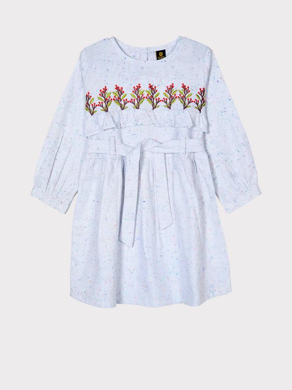 EMBROIDERED RUFFLE BELT FROCK