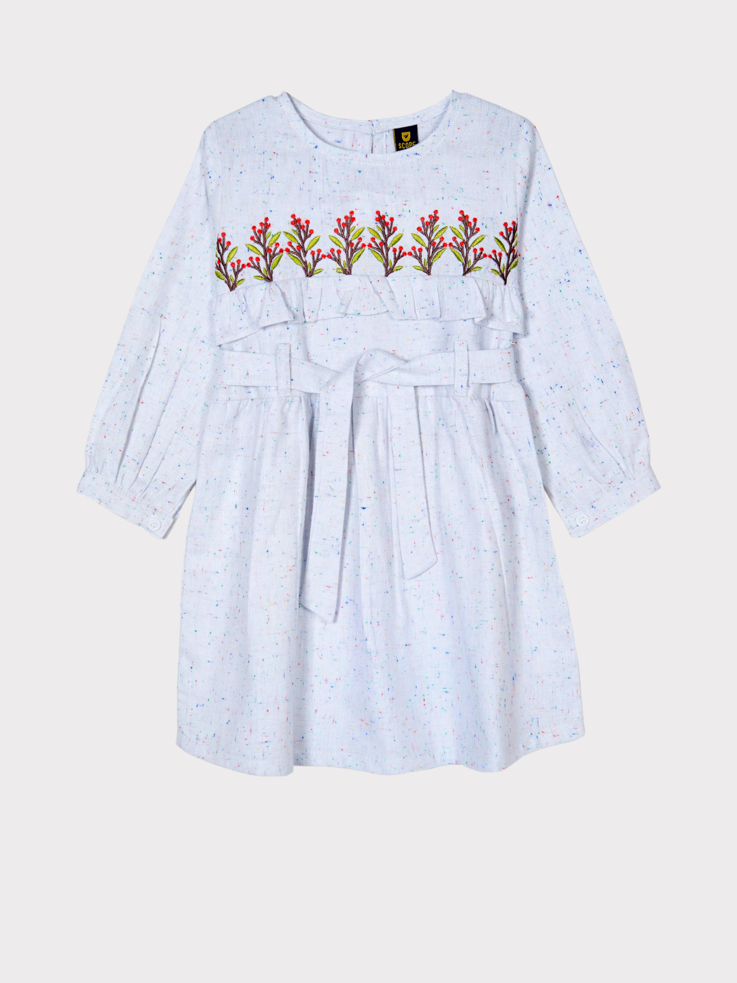 EMBROIDERED RUFFLE BELT FROCK