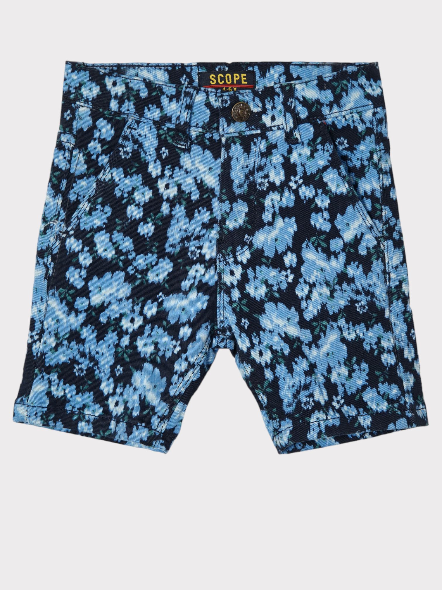 BLUE PRINTED DENIM SHORT