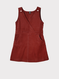 MAROON SLEEVELESS TWILL DRESS