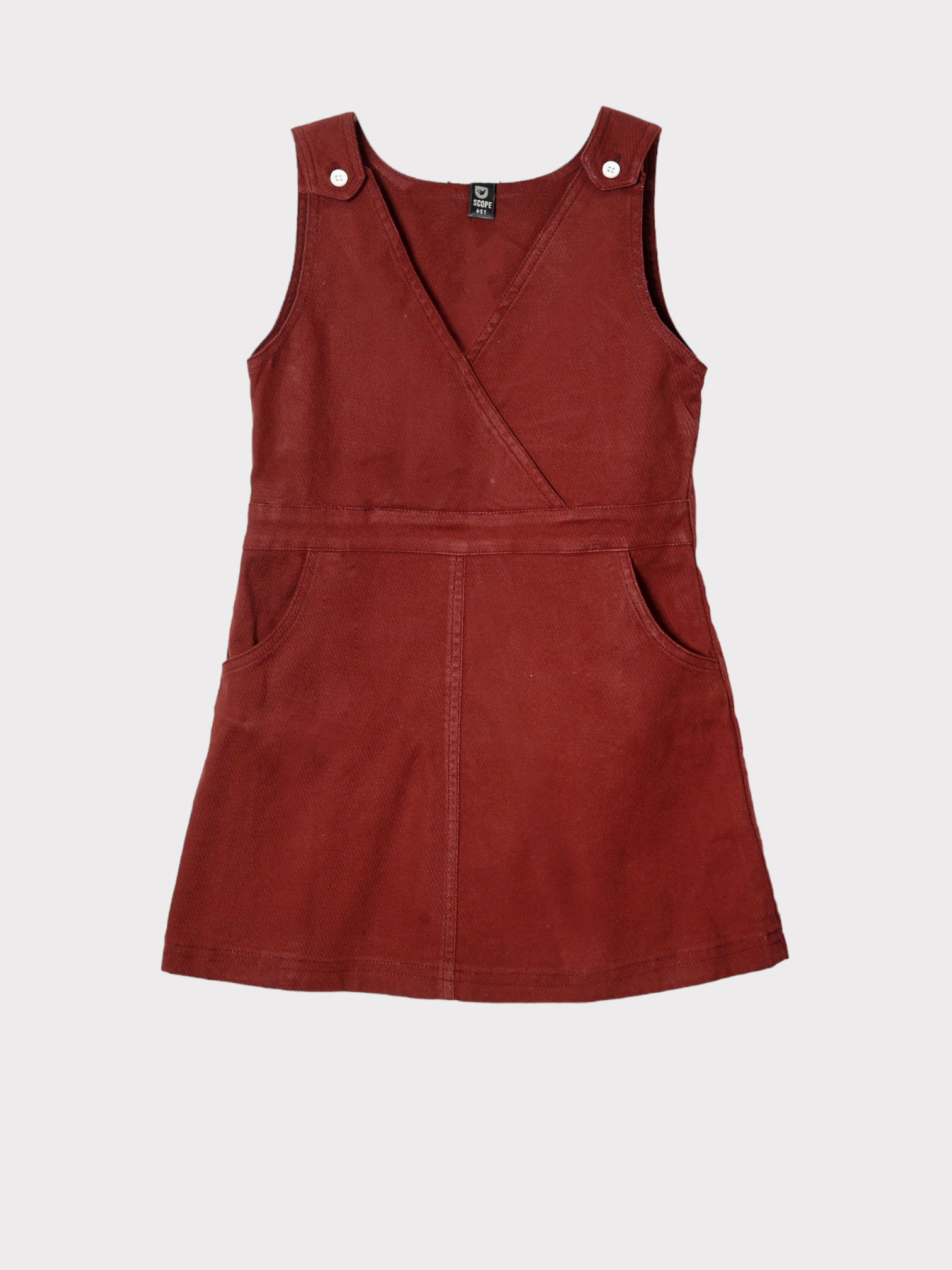 MAROON SLEEVELESS TWILL DRESS