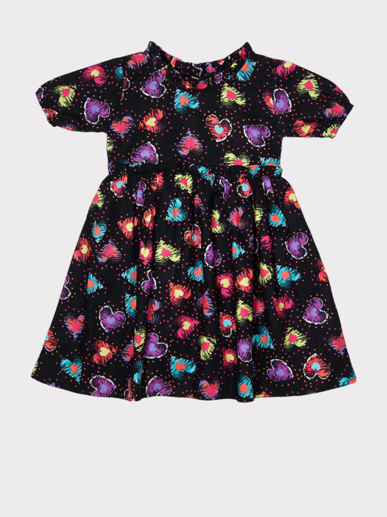 BLACK PRINTED FRILL FROCK