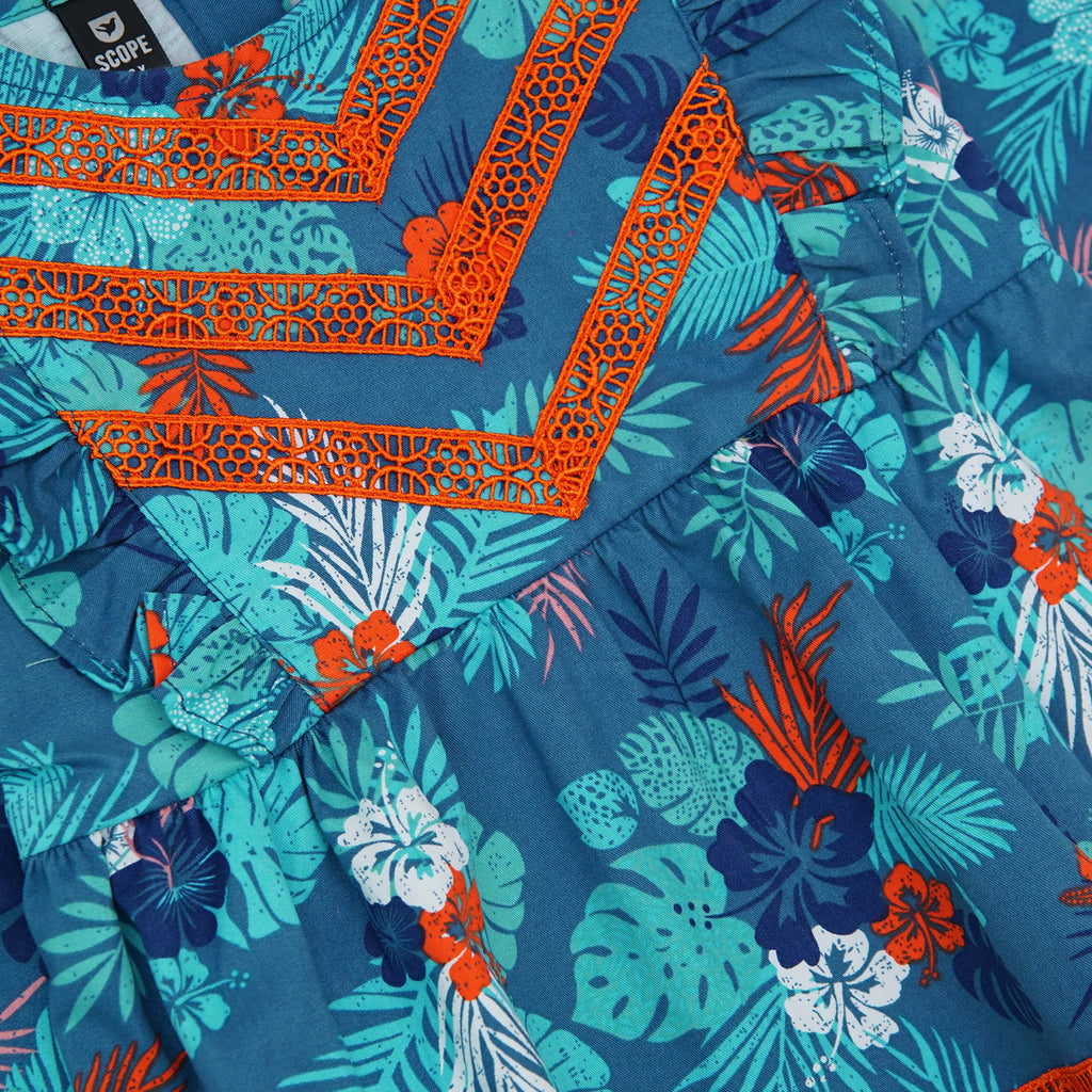 پرنٹ شدہ رفل ڈریس ٹاپ