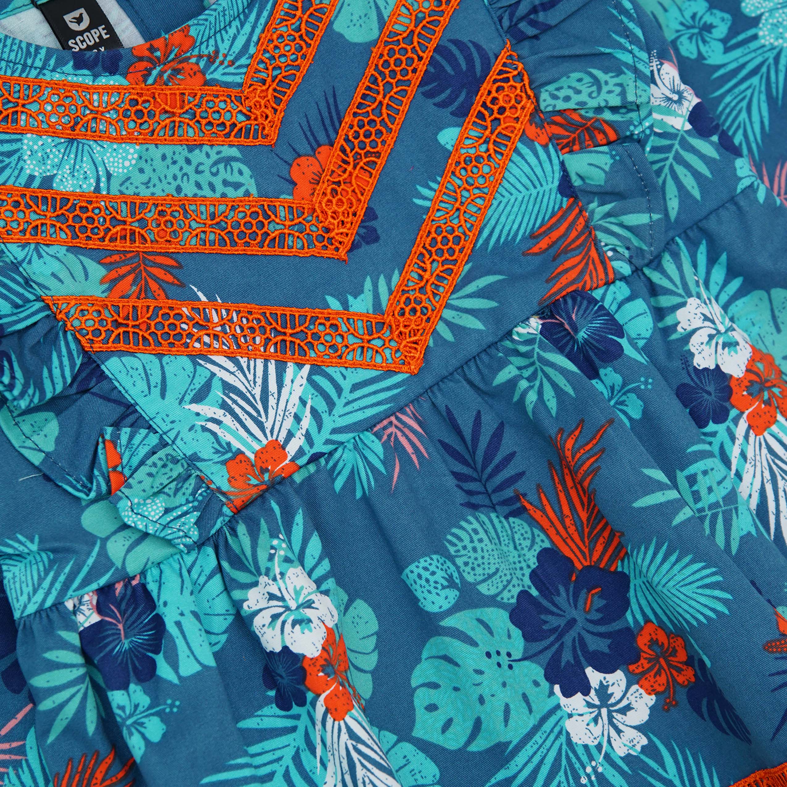 PRINTED RUFFLE DRESS TOP