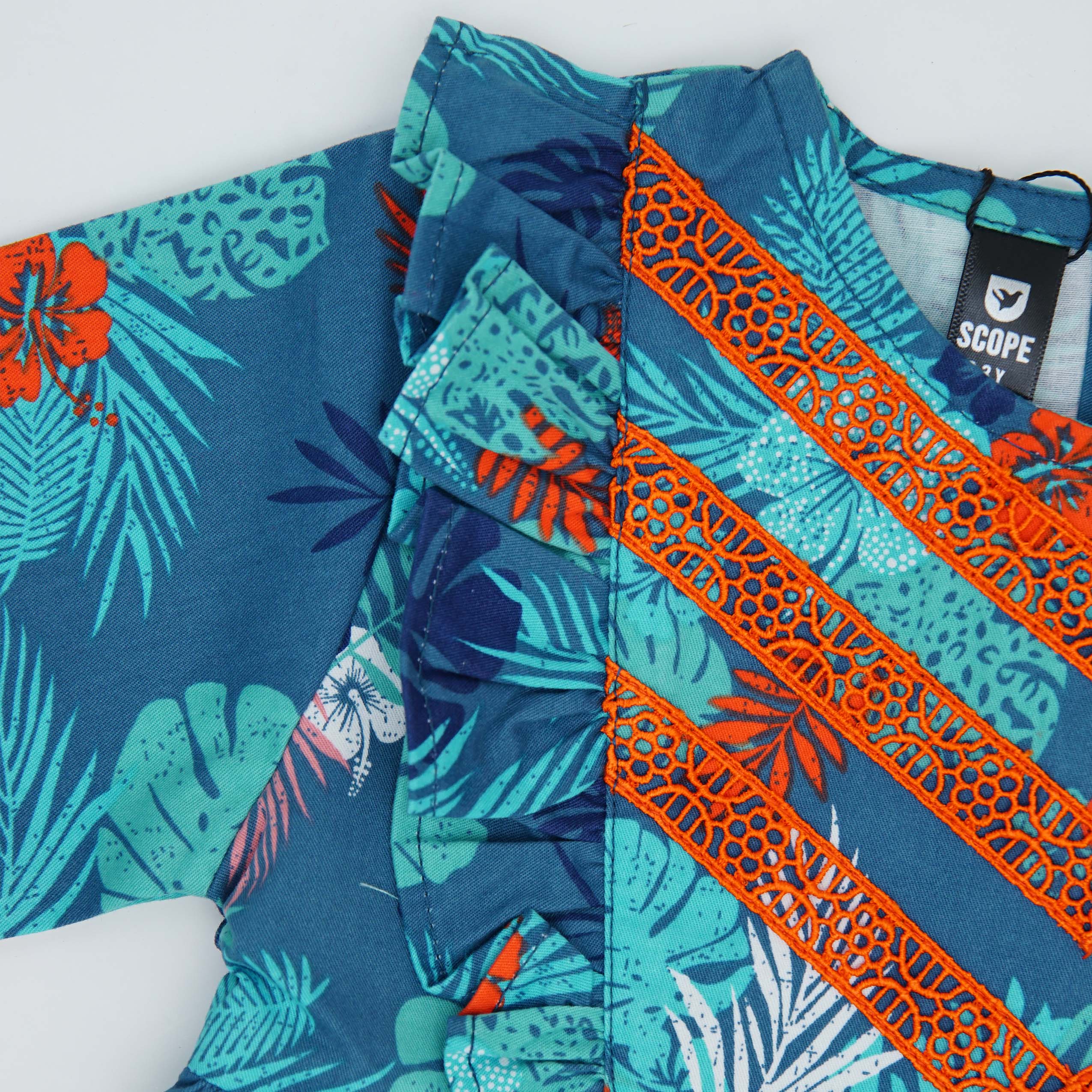 PRINTED RUFFLE DRESS TOP